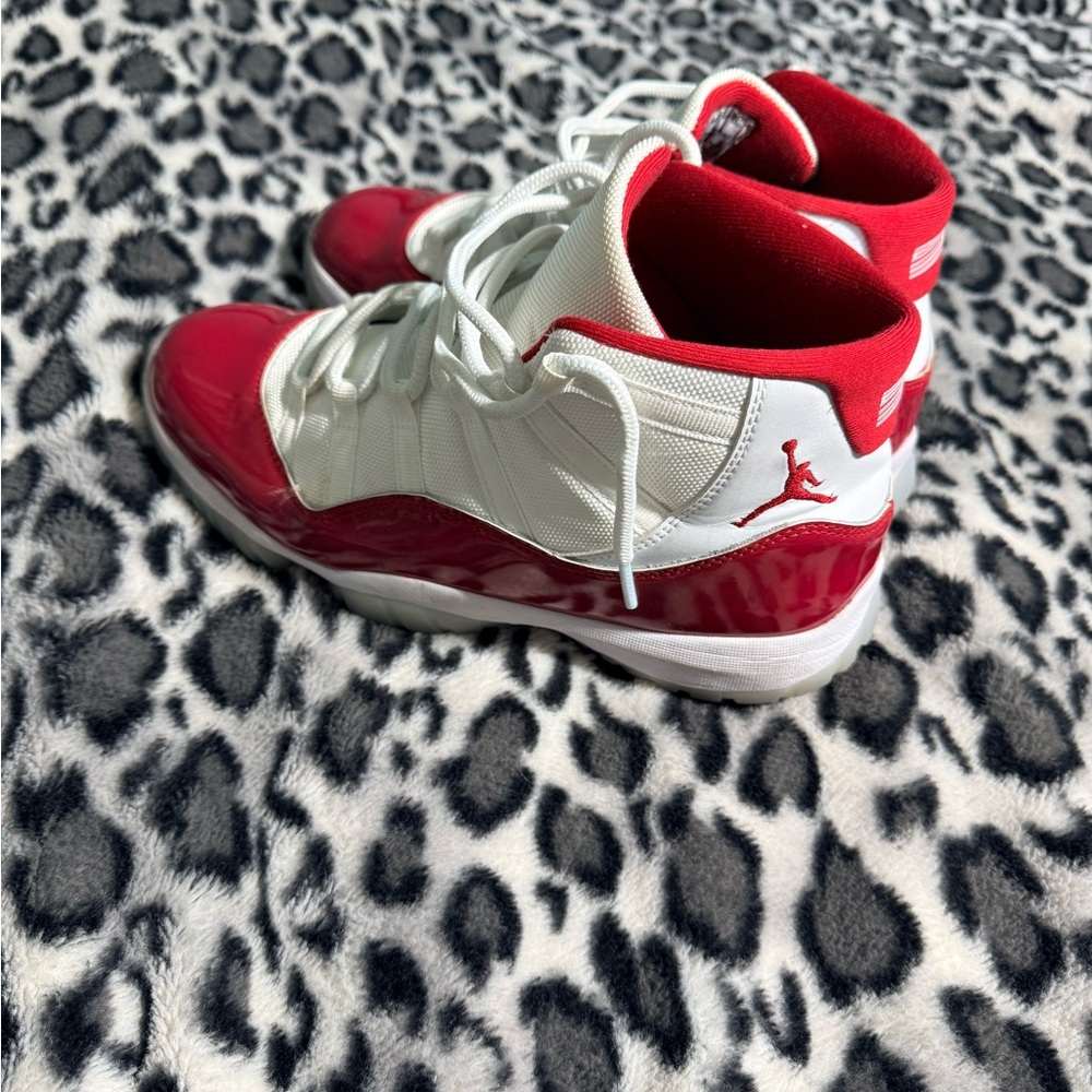 Mens Red and White Jordans Sneakers